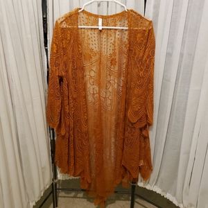 Xhilaration Mustard Yellow Lace Kimono